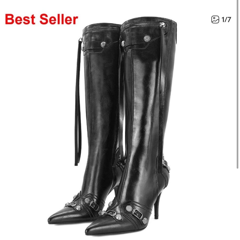 Black Women's High-Heel Knee-High Boots